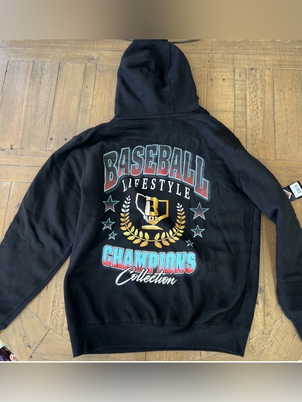 Baseball Lifestyle 101 Logo Hoodie Mens Medium Black New championship